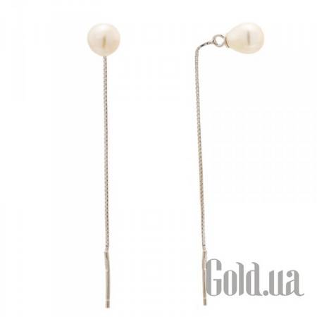Серьги с подвесками Серебряные серьги с жемчугом