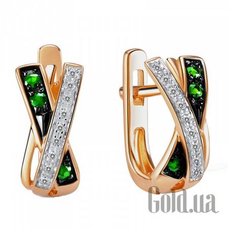 Серьги Золотые серьги с бриллиантами и изумрудами