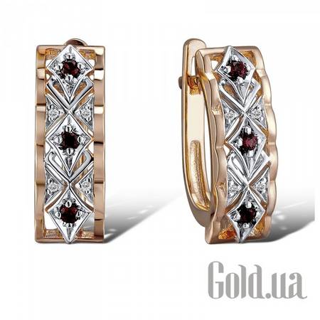 Серьги Золотые серьги с бриллиантами и гранатами