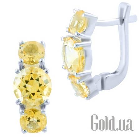 Серьги Серебряные серьги с цитринами