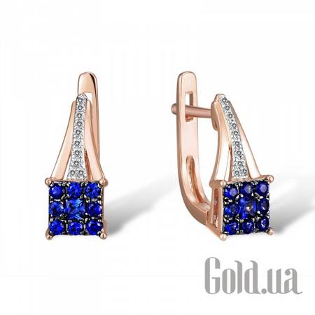 Серьги Золотые серьги с бриллиантами и сапфирами