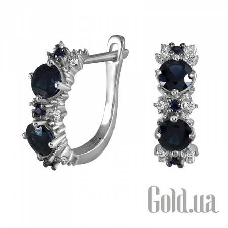 Серьги Золотые серьги с бриллиантами и сапфирами