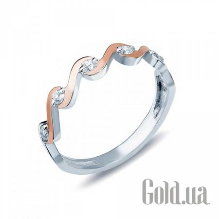 Женские кольца Женское серебряное кольцо со вставкой из золота и куб. циркониями, 16