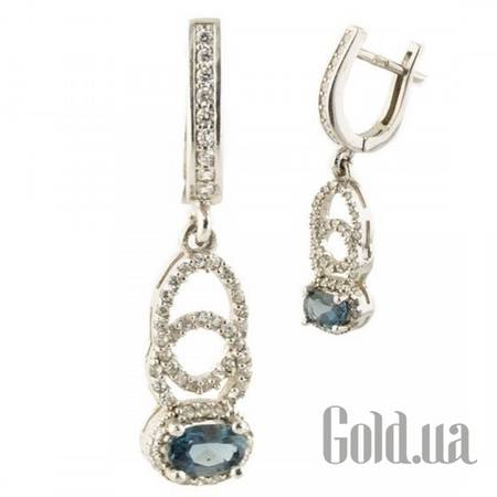 Серьги с подвесками Серебряные серьги с топазами и куб.циркониями