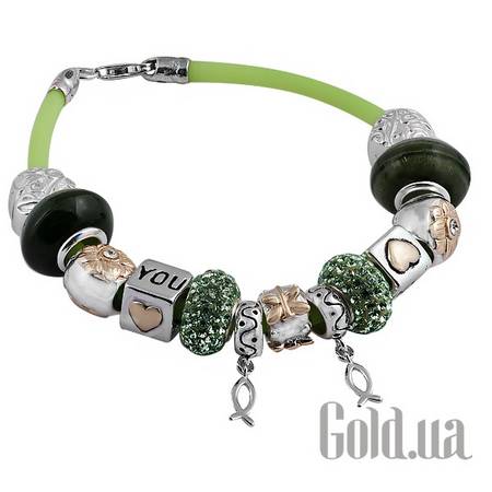 Браслет Каучуковый браслет с серебром и 13 подвесками