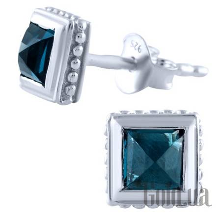 Серьги-гвоздики Серебряные серьги с топазами