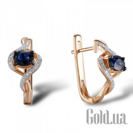 Серьги Золотые серьги с бриллиантами и сапфирами