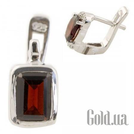 Серьги Серебряные серьги с изумрудами