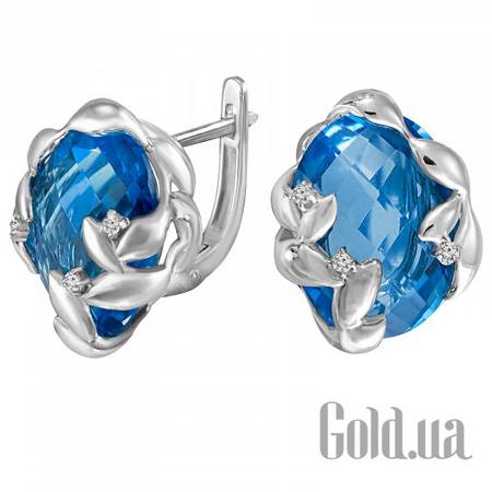 Серьги Золотые серьги с бриллиантами и топазами