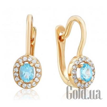 Серьги Золотые серьги с топазами и куб. циркониями