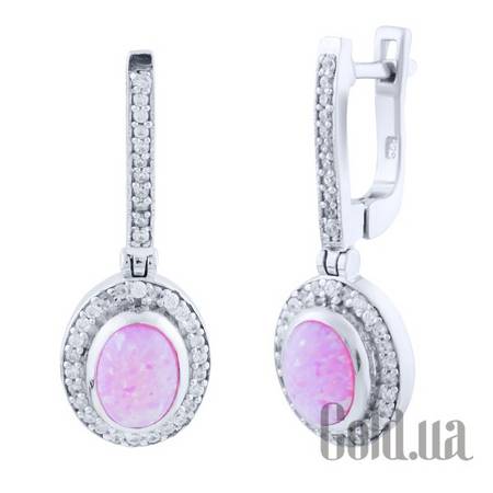 Серьги с подвесками Серебряные серьги с опалами и куб. циркониями