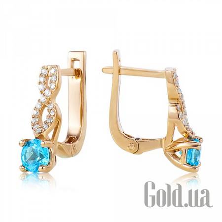 Серьги Золотые серьги с топазами и куб. циркониями