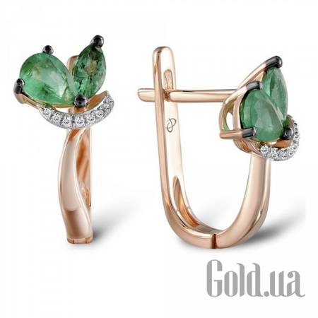 Серьги Золотые серьги с бриллиантами и изумрудами