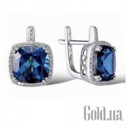 Серьги Золотые серьги с бриллиантами и топазами