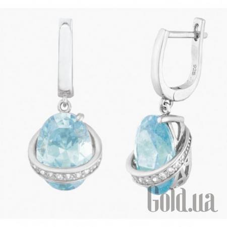 Серьги с подвесками Серебряные серьги  с куб. циркониями и топазами