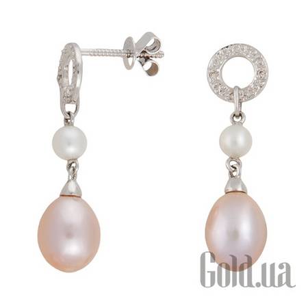 Серьги с подвесками Золотые серьги с бриллиантами и жемчугом