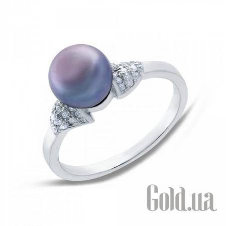 Женские кольца Женское серебряное кольцо с жемчугом и куб. циркониями, 19