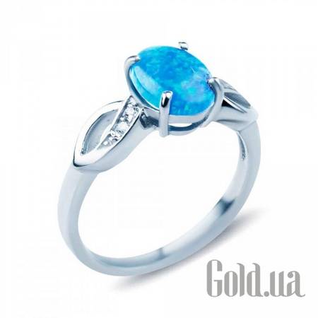 Женские кольца Женское серебряное кольцо с опалом и куб. циркониями, 17