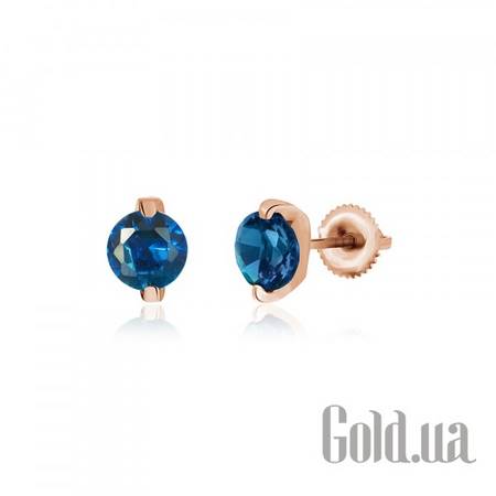 Серьги-гвоздики Серебряные серьги  с куб. циркониями в позолоте