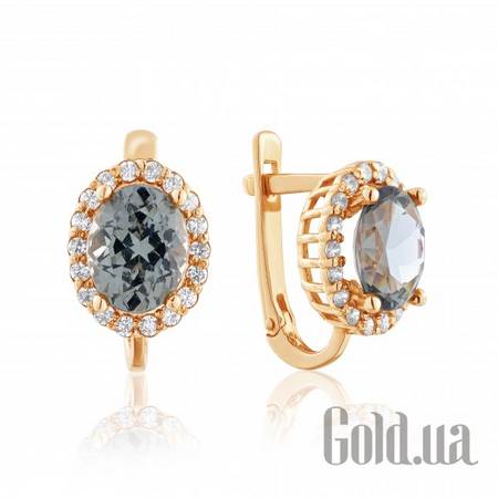 Серьги Золотые серьги с карбоном и куб. циркониями