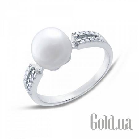Женские кольца Женское серебряное кольцо с жемчугом и куб. циркониями, 18