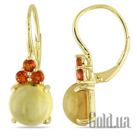 Серьги с подвесками Серебряные серьги с цитринами