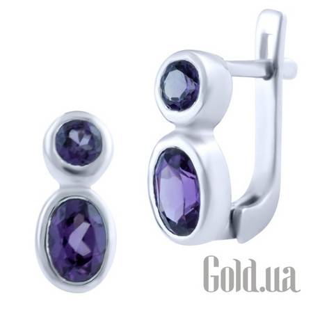 Серьги Серебряные серьги с александритами