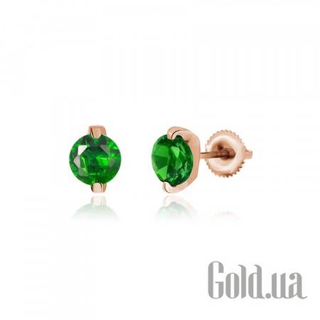 Серьги-гвоздики Серебряные серьги  с куб. циркониями в позолоте