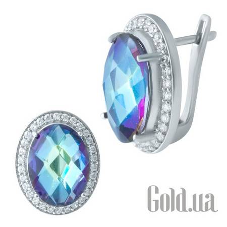 Серьги Серебряные серьги с топазами и куб. циркониями