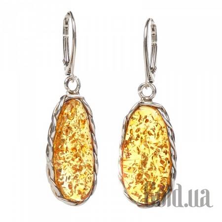 Серьги с подвесками Серебряные серьги с янтарем