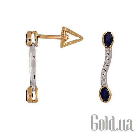 Серьги с подвесками Золотые серьги с бриллиантами и сапфирами