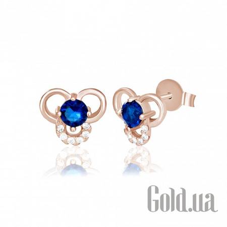 Серьги-гвоздики Серебряные серьги с куб. циркониями в позолоте