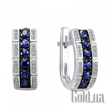 Серьги Золотые серьги с бриллиантами и сапфирами