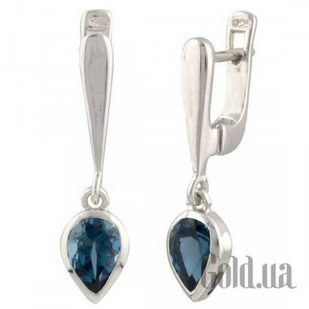 Серьги с подвесками Серебряные серьги с топазами