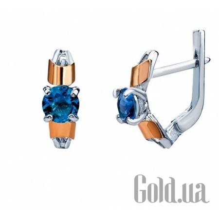 Серьги Серебряные серьги  с куб. циркониями в позолоте