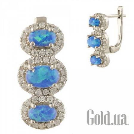 Серьги Серебряные серьги с опалами и куб. циркониями