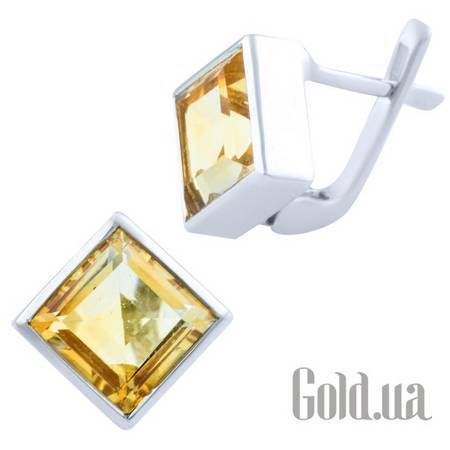Серьги Серебряные серьги с цитринами