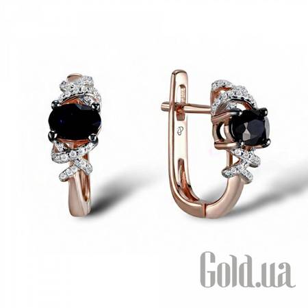 Серьги Золотые серьги с бриллиантами и сапфирами
