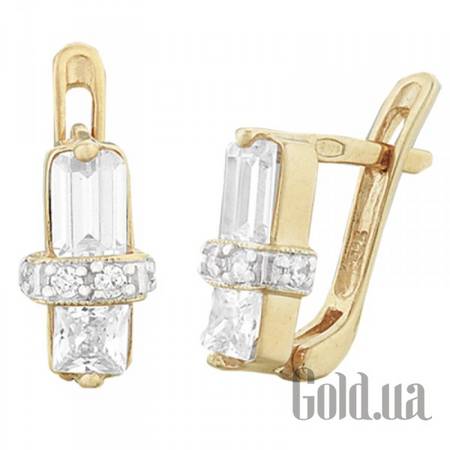 Серьги Серебряные серьги с куб. циркониями в позолоте