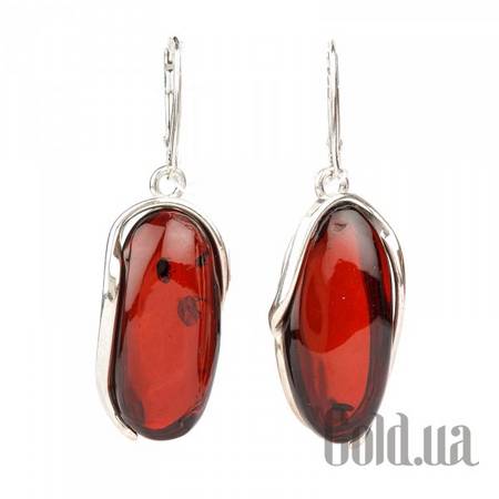 Серьги с подвесками Серебряные серьги с янтарем