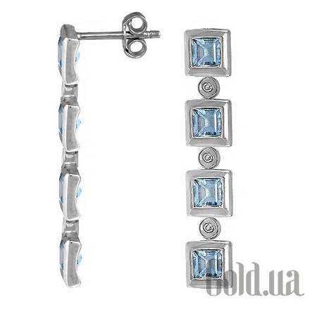 Серьги с подвесками Золотые серьги с бриллиантами и топазами