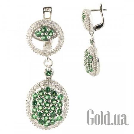 Серьги с подвесками Серебряные серьги с куб. циркониями