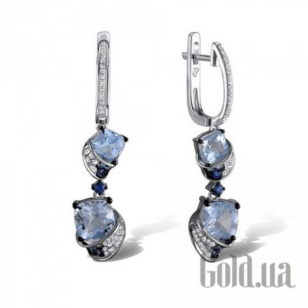 Серьги с подвесками Золотые серьги с бриллиантами и топазами