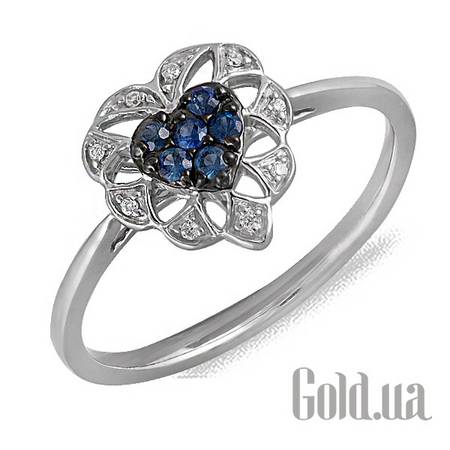Кольцо Золотое кольцо с бриллиантами и сапфирами, 16.5