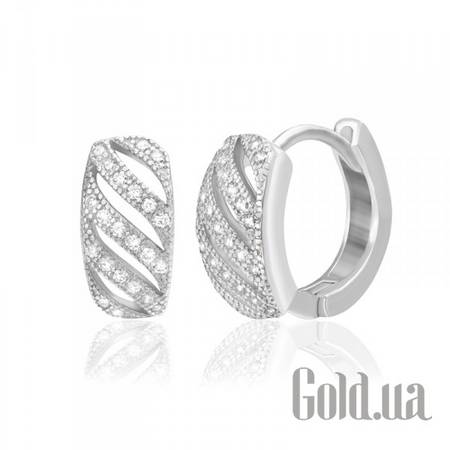 Серьги-кольца Серебряные серьги с куб. циркониями