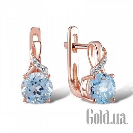 Серьги Золотые серьги с бриллиантами и топазами