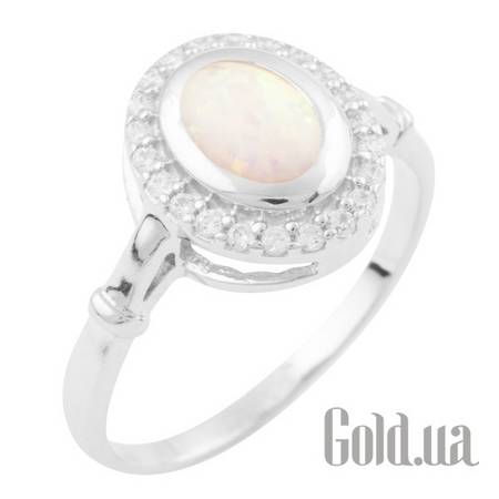 Кольцо Серебряное кольцо с куб. циркониями и опалом, 18.5