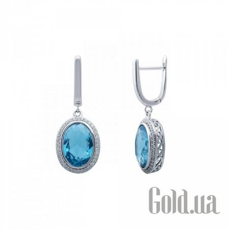 Серьги с подвесками Серебряные серьги с куб. циркониями