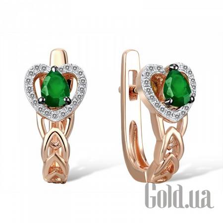 Серьги Золотые серьги с бриллиантами и изумрудами