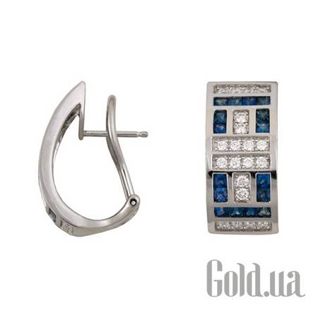 Серьги Золотые серьги с бриллиантами и сапфирами